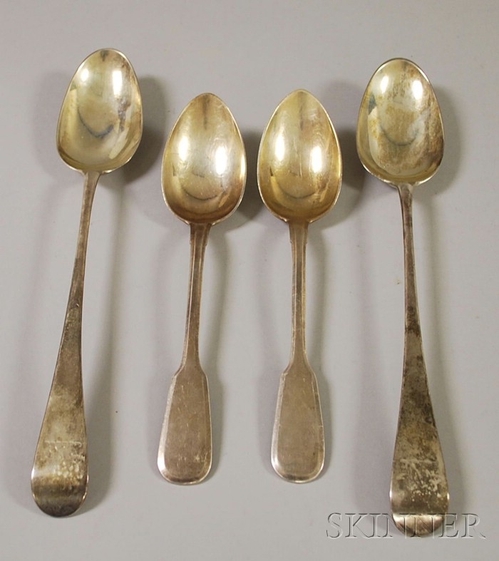 Appraisal: Two Pairs of English Sterling Stuffing Spoons indistinctly marked approx