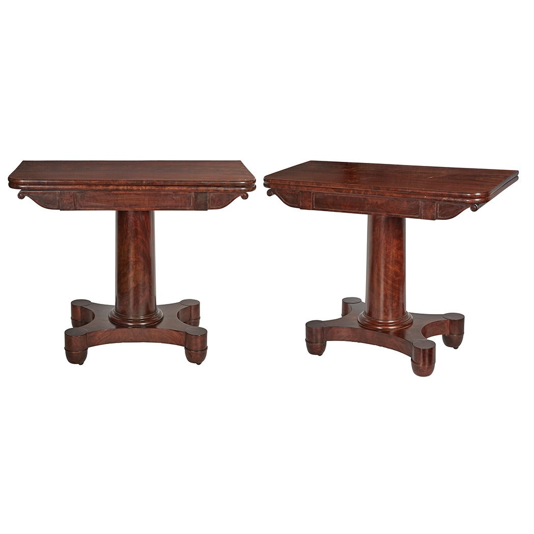 Appraisal: Pair of Classical Mahogany Fold-Over Card Tables Second quarter of