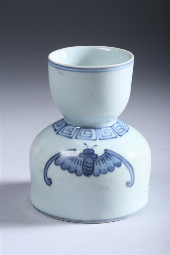 Appraisal: KOREAN BLUE AND WHITE PORCELAIN SPITTOON bat decoration - in