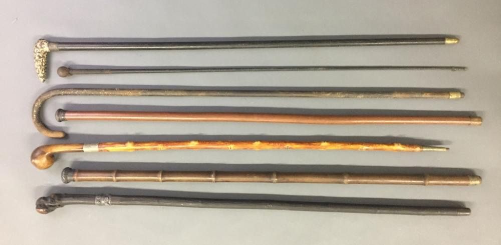 Appraisal: Iron Cane Iron cane together with five other canes and