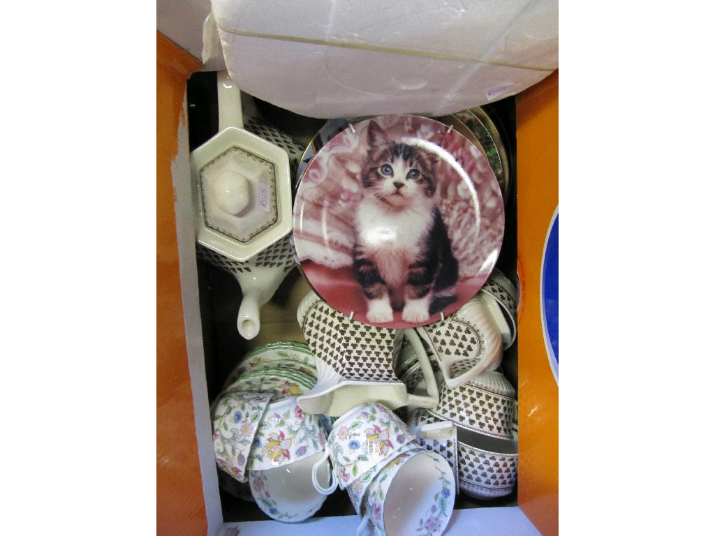 Appraisal: Box of teawares and a quantity of collectors plates