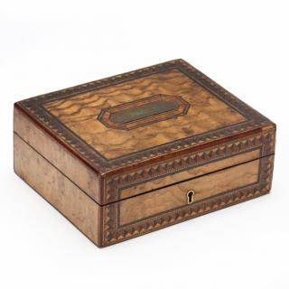 Appraisal: Antique Marquetry Inlaid Handkerchief Box th century walnut and mixed