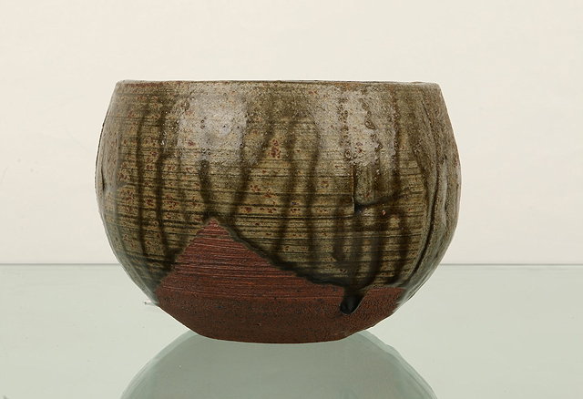 Appraisal: Janet Leach British - at Leach PotteryBowldripped glaze incised decorationimpressed