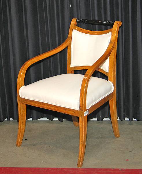 Appraisal: A pair of Beidermeier parcel ebonized birch armchairs second quarter