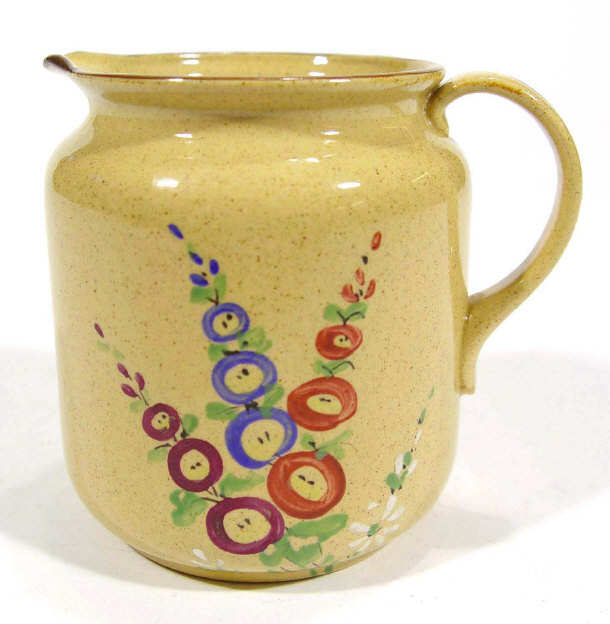 Appraisal: Goss pottery cream jug hand painted with flowers and script