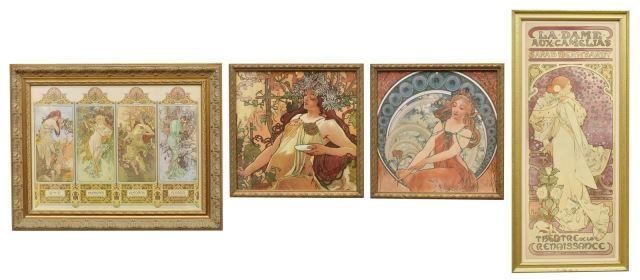 Appraisal: lot of Framed Art Nouveau style prints on paper behind