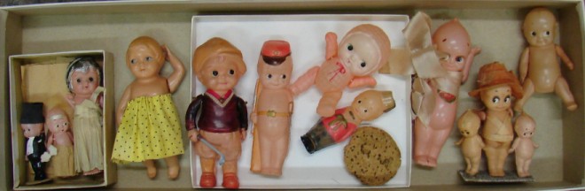 Appraisal: Lot of small celluloid dolls Kewpies action Kewpies Kewpie trio