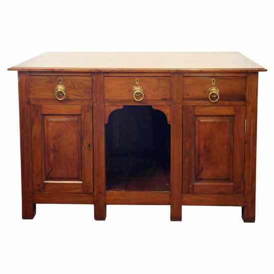 Appraisal: An Anglo Indian Satinwood Kneehole Pedestal Desk circa having a