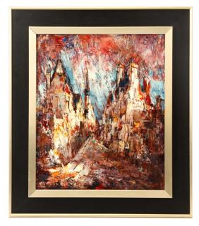 Appraisal: Christo Charpid s Town in Abstraction Oil Christo Charpid s