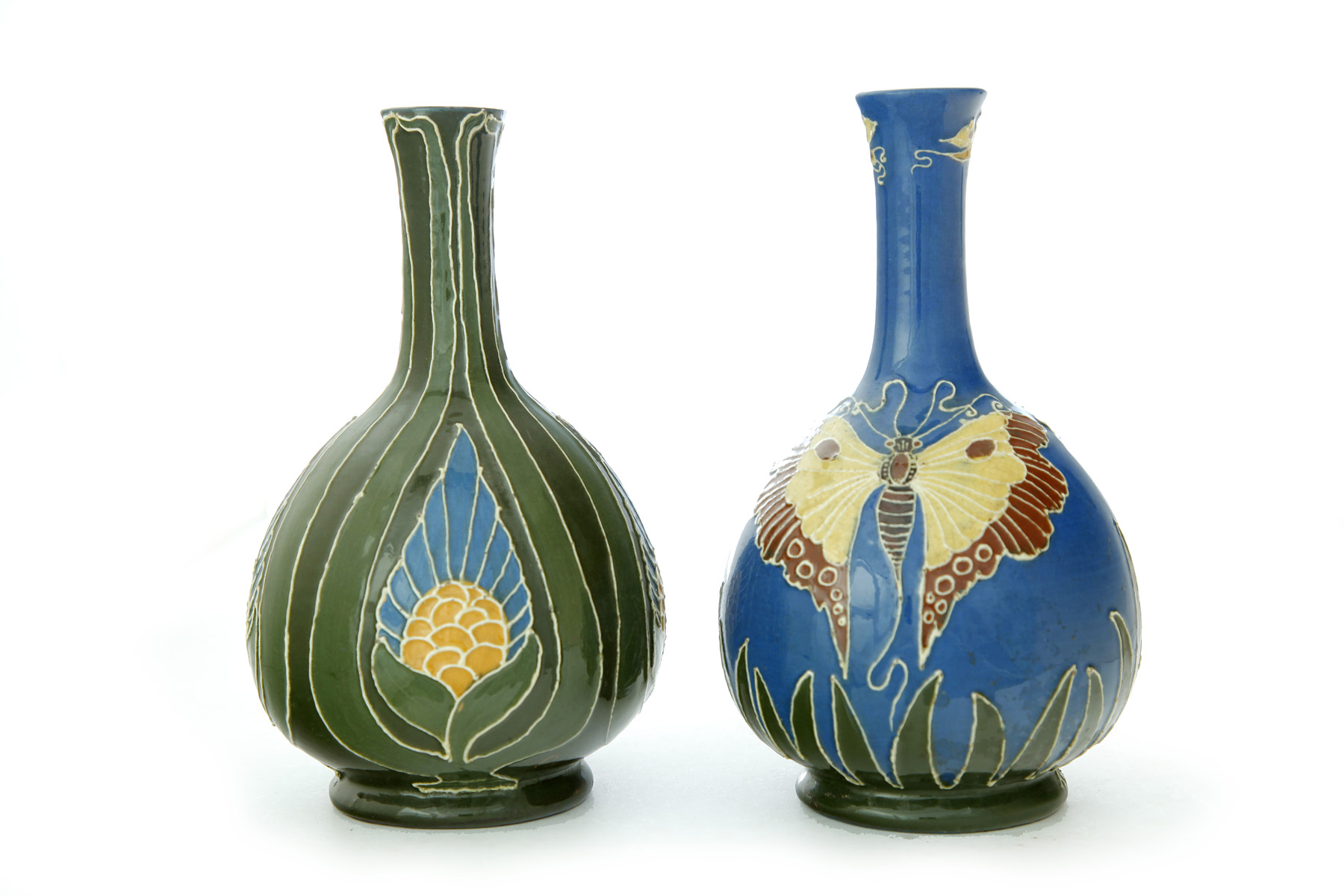 Appraisal: TWO OHIO ART POTTERY VASES One marked Athen probably Avon