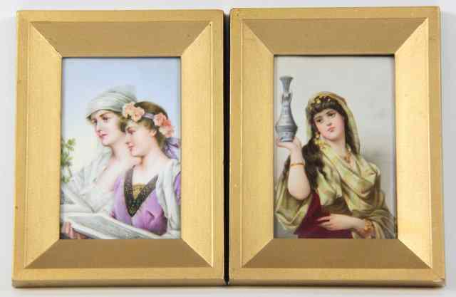 Appraisal: A pair of porcelain plaques possibly Vienna printed and painted