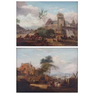 Appraisal: Follower of Philips Wouwerman Dutch - Pair of oil on