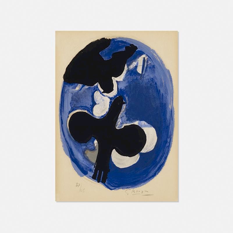 Appraisal: Georges Braque Deux Oiseaux sur Fond Bleu Georges Braque Deux