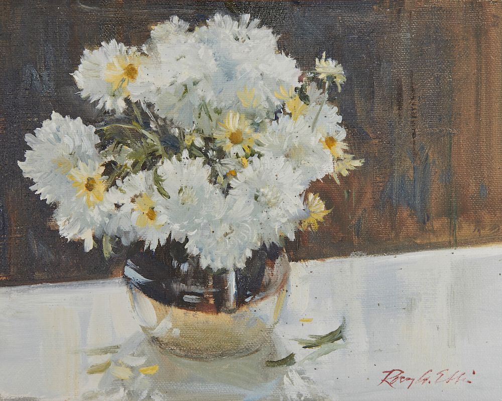 Appraisal: RAY ELLIS American - White Mums and Daisies RAY ELLIS