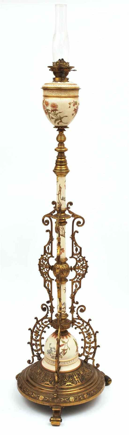 Appraisal: A VICTORIAN HINKS ROYAL WORCESTER KEROSENE FLOOR LAMP RETAILED THROUGH