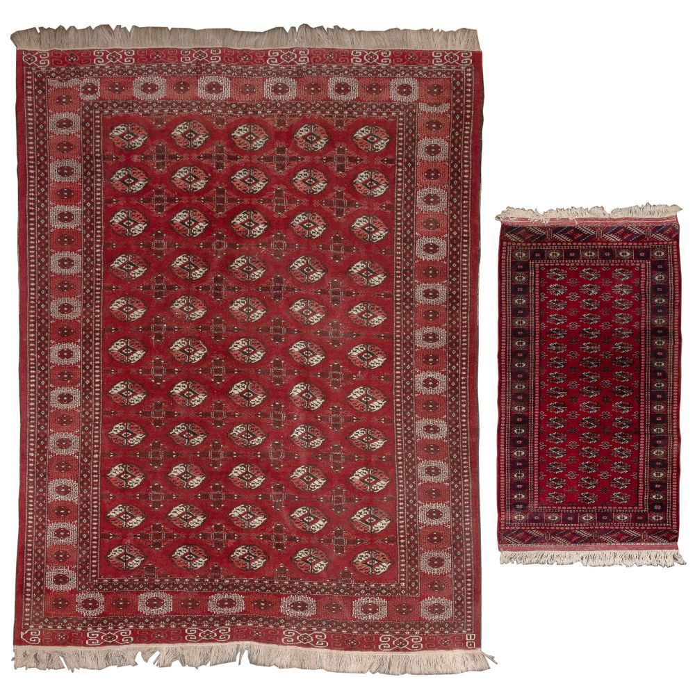 Appraisal: PERSIAN WOOL RUGS items including an area rug having geometric