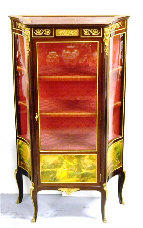 Appraisal: Louis XVI style bronze ormolu decorated curio cabinet marble shaped