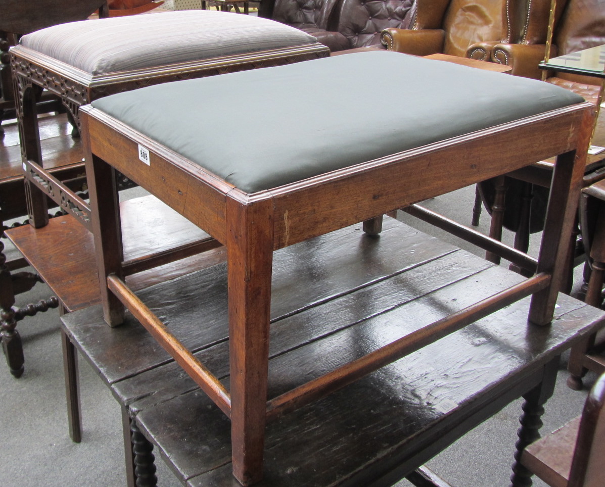 Appraisal: A George III rectangular footstool on tapering square supports cm