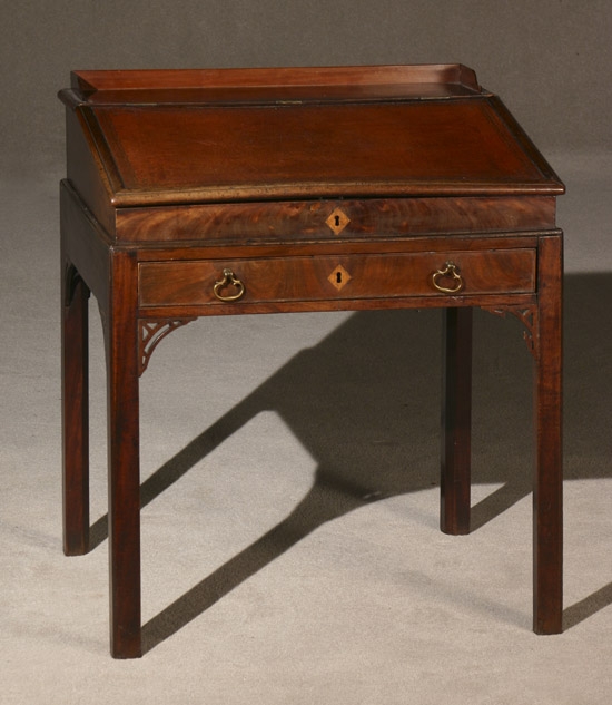 Appraisal: George III Mahogany Slant-Top Desk-on-Stand Last Quarter th Century Having