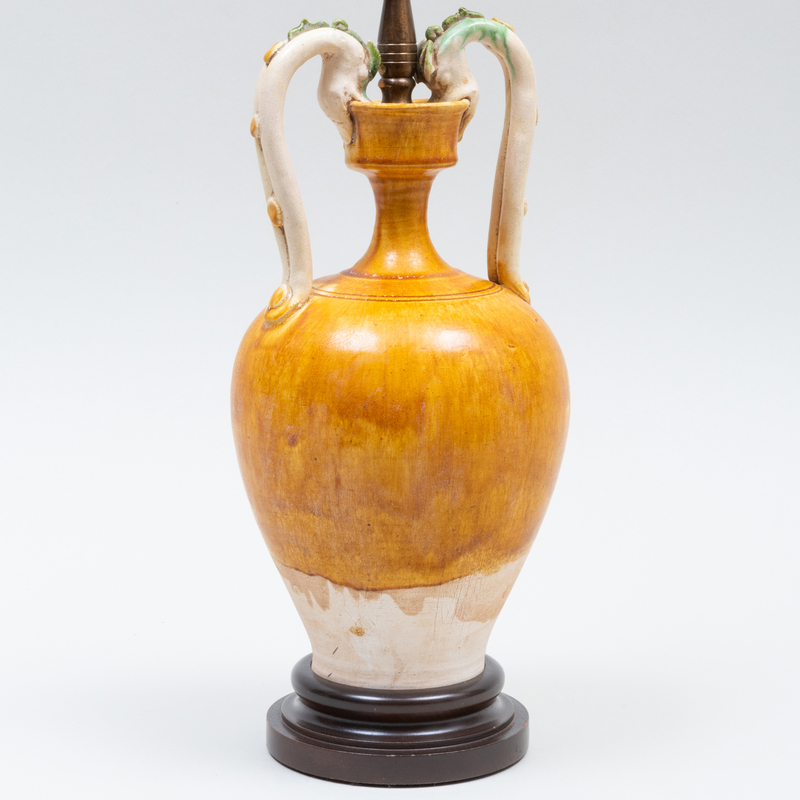 Appraisal: CHINESE TANG STYLE POTTERY VASE MOUNTED AS A LAMP The