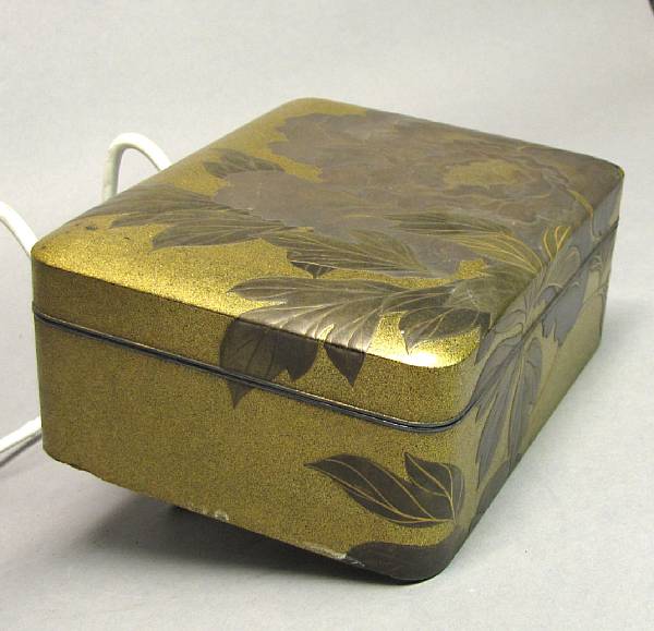 Appraisal: A gold and silver lacquer decorated rectangular box th Century