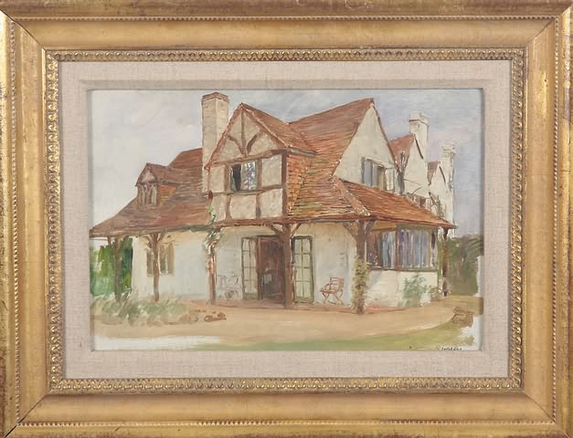 Appraisal: Cottage- Surrey oil on canvas x SLR Kennedy Gallery label