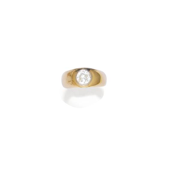 Appraisal: DIAMOND RING Yellow gold g Casual solid band ring the