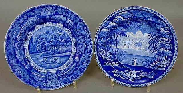 Appraisal: Two Staffordshire plates with blue transfer decoration one in an