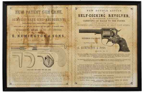 Appraisal: E Remington Sons Advertisement for DA Self Cock Framed Remington