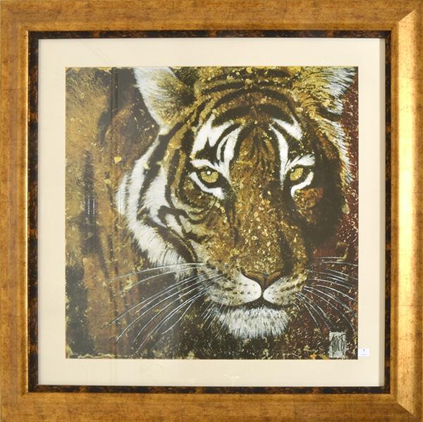 Appraisal: A GILT WOOD FRAMED DECORATIVE PRINT OF A TIGER X