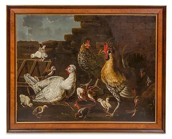 Appraisal: Continental School th Century Landscape with Fowl Continental School th