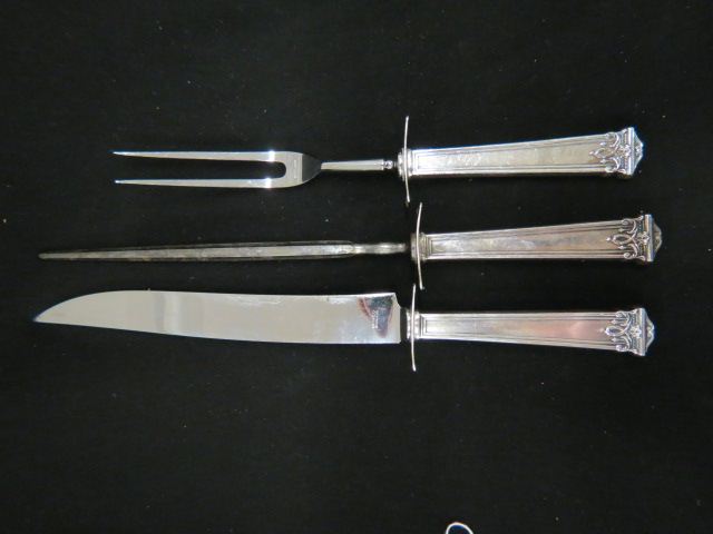 Appraisal: pc Sterling Silver Carving Set knife fork sharpener