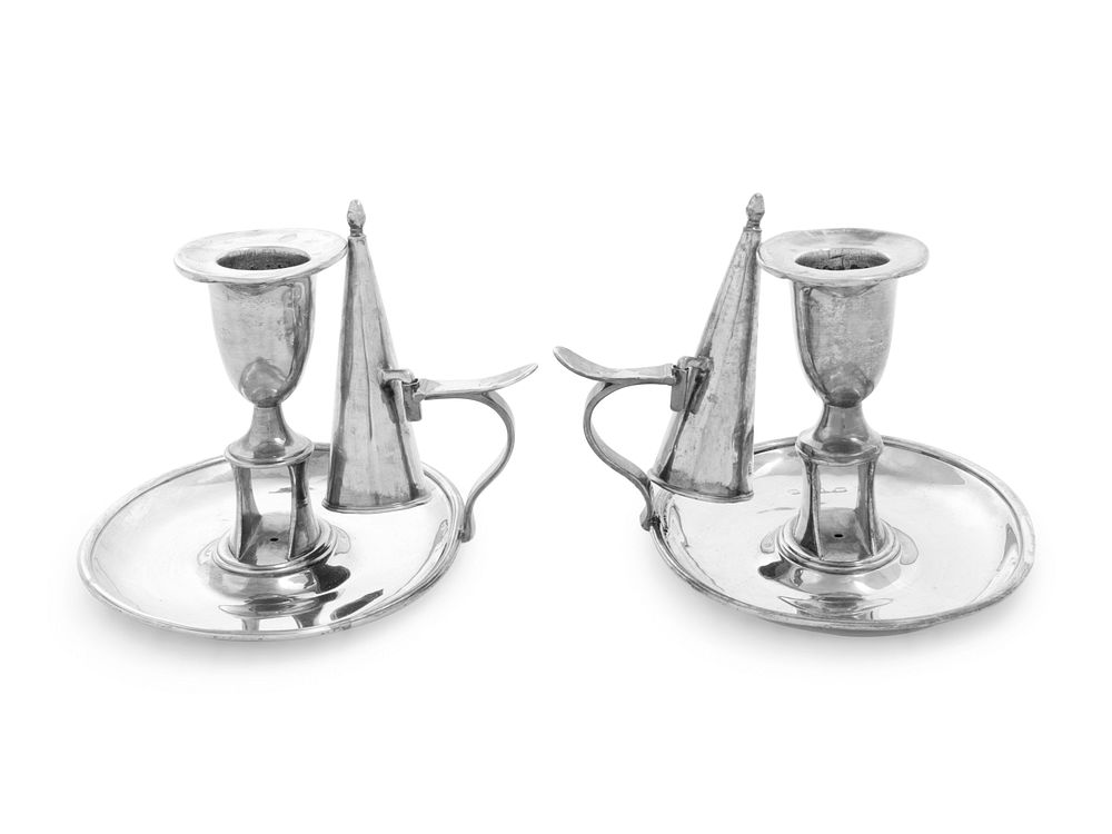 Appraisal: A Pair of Irish George III Silver Chambersticks A Pair