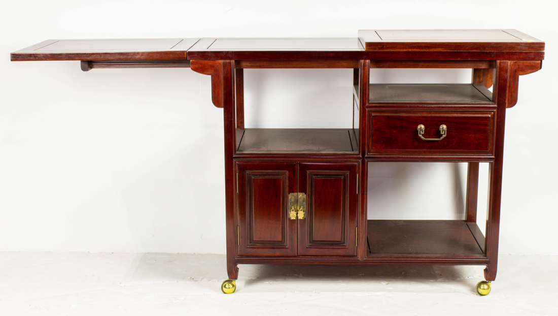 Appraisal: CHINESE HARDWOOD CABINET Chinesestyle hardwood cabinet with a folding top