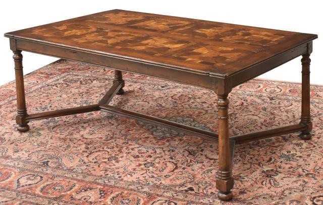 Appraisal: Walnut parquet coffee table st c Jonathan Charles Fine Furniture