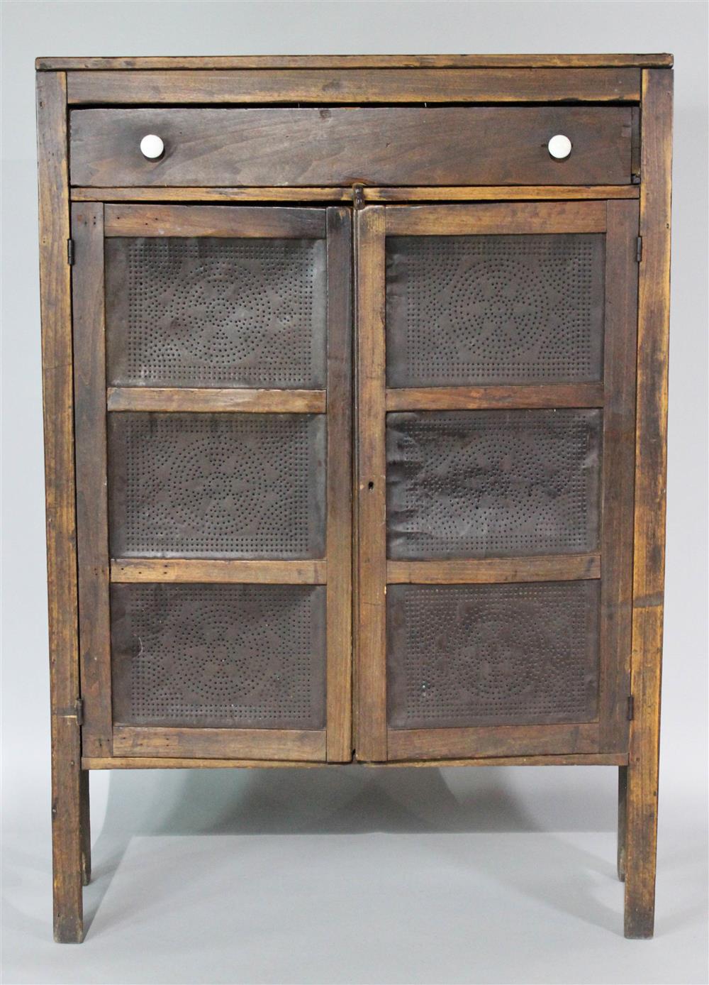 Appraisal: AMERICAN COUNTRY PINE PIE SAFE WITH PUNCHED TIN PANELS having