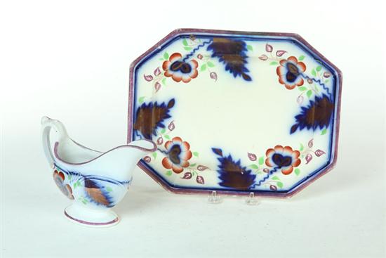 Appraisal: GROUP OF GAUDY IRONSTONE CARNATION PATTERN Platter ''l and a