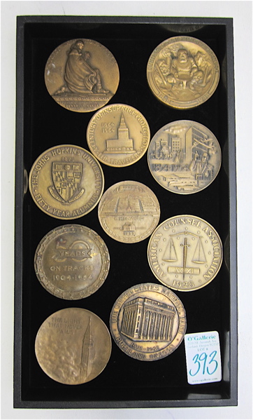 Appraisal: COLLECTION OF TEN BRONZE MEDALS The Johns Hopkins University Fifty