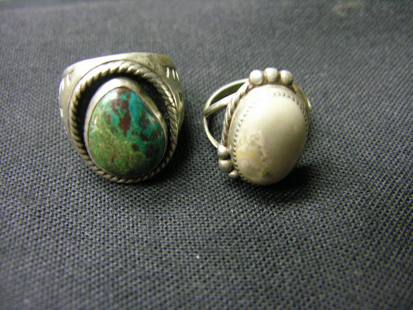 Appraisal: TWO MEXICAN SILVER WITH STONES RINGS Weight grams total