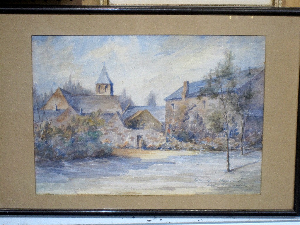 Appraisal: JOHN H B LOCHEAD Watercolour 'Farmyard - Magnicourt' signed and