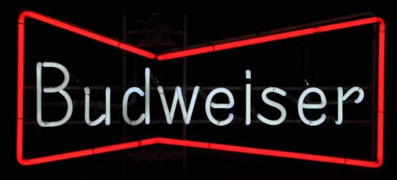 Appraisal: Budweiser Bowtie Cast Neon Sign Description s Anheuser Busch St