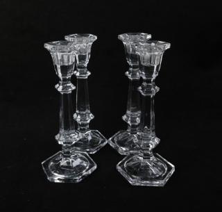 Appraisal: Group of Matching Glass Candlesticks Candlesticks with a fluted column