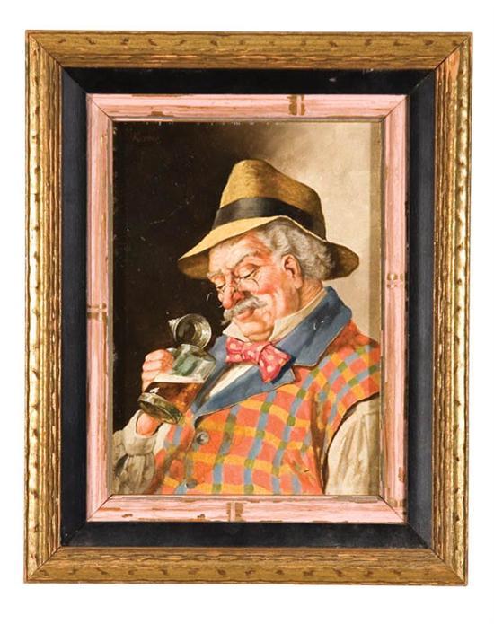 Appraisal: BEER DRINKER BY FRANZ KERBER GERMANY B Oil on wood