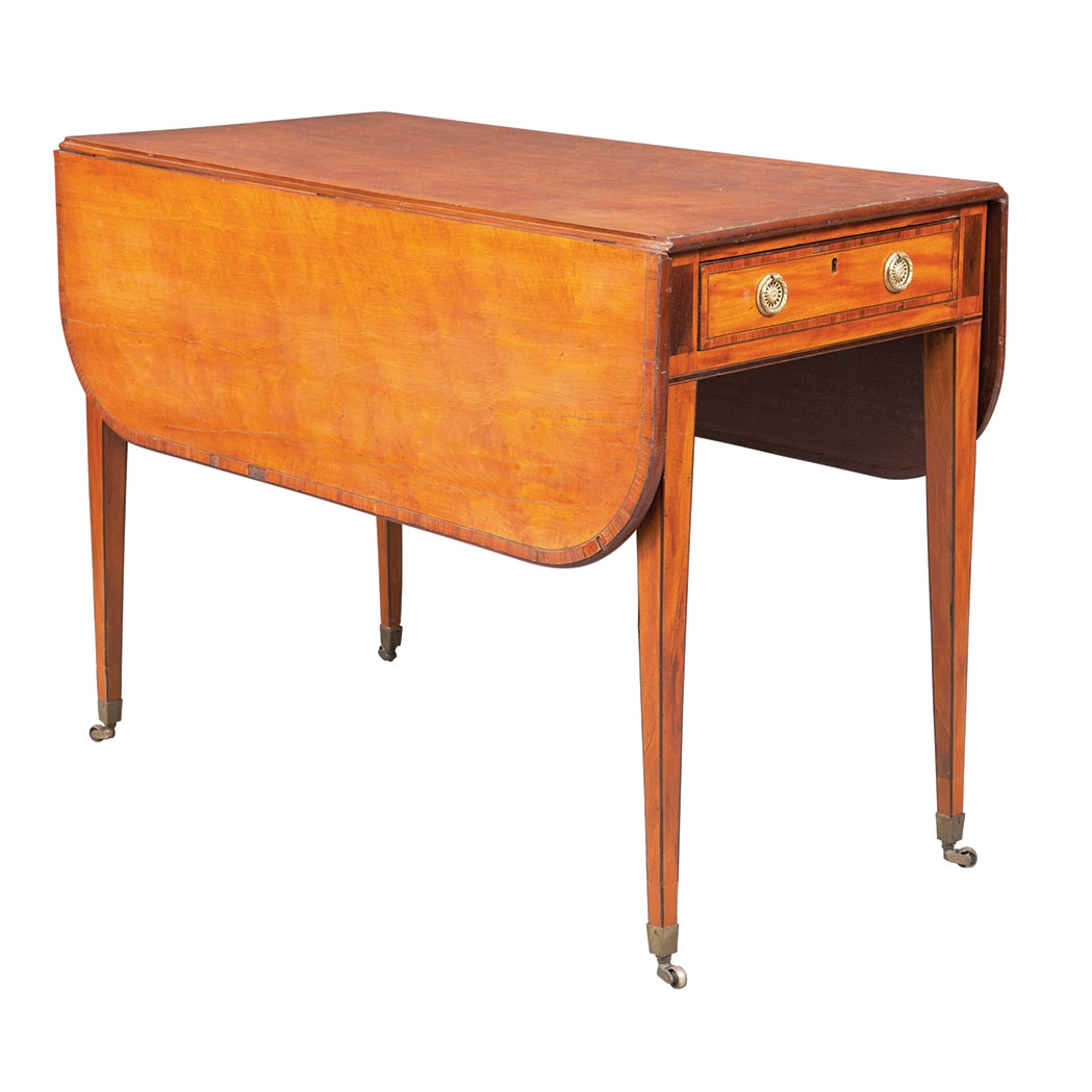 Appraisal: George III Tulipwood Banded Satinwood Pembroke Table Circa The rectangular