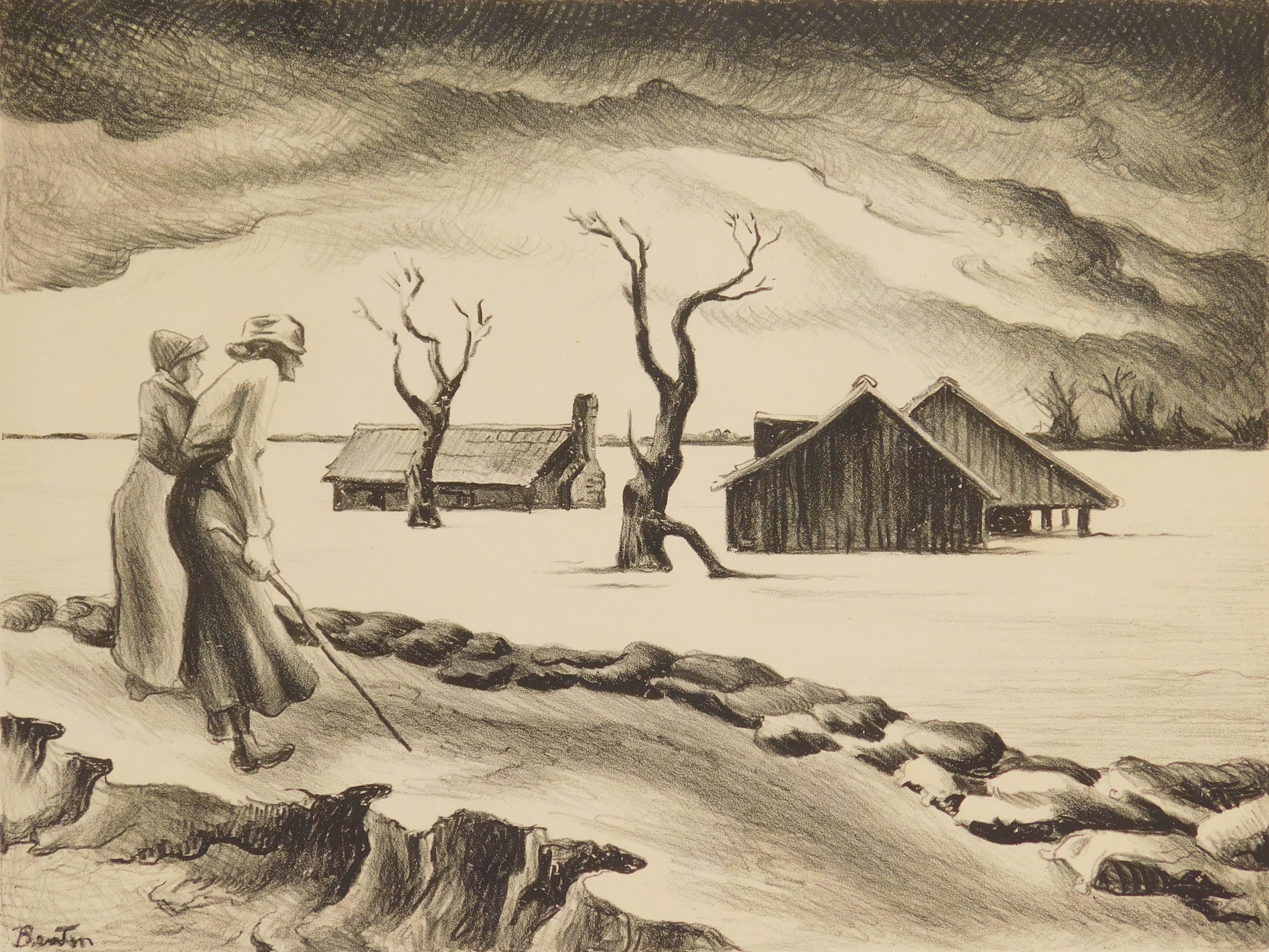 Appraisal: Thomas Hart Benton American - ''Flood'' Fath - lithograph signed