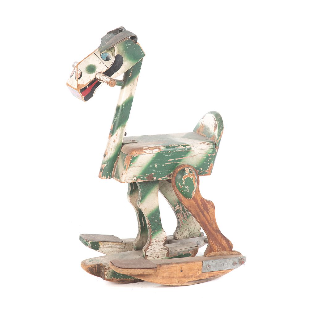 Appraisal: Painted Wood Metal Riding Donkey Circa s comical toddler riding