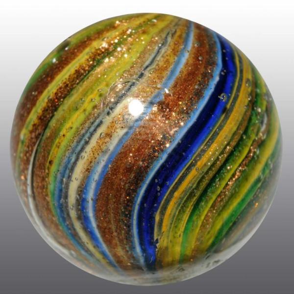 Appraisal: Onionskin Lutz Marble Description White blue green and yellow Loaded