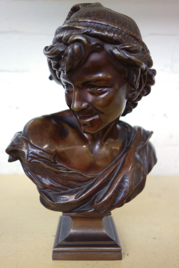 Appraisal: A French bronze bust entitled 'Le Rieur Napolitain' late th