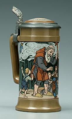 Appraisal: Mettlach half liter stein incised quot Der Getrelle Eckart quot