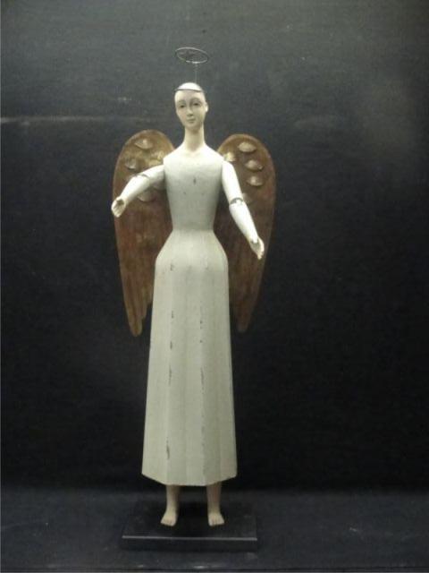 Appraisal: Wood and Metal Angel on Base From a Long Island